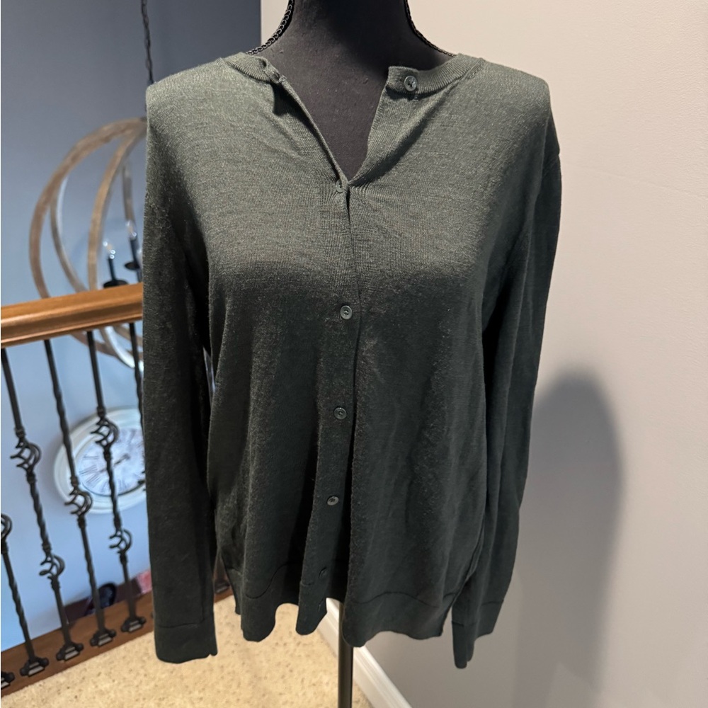 GAP Forest Green Button-Down Sweater Tall